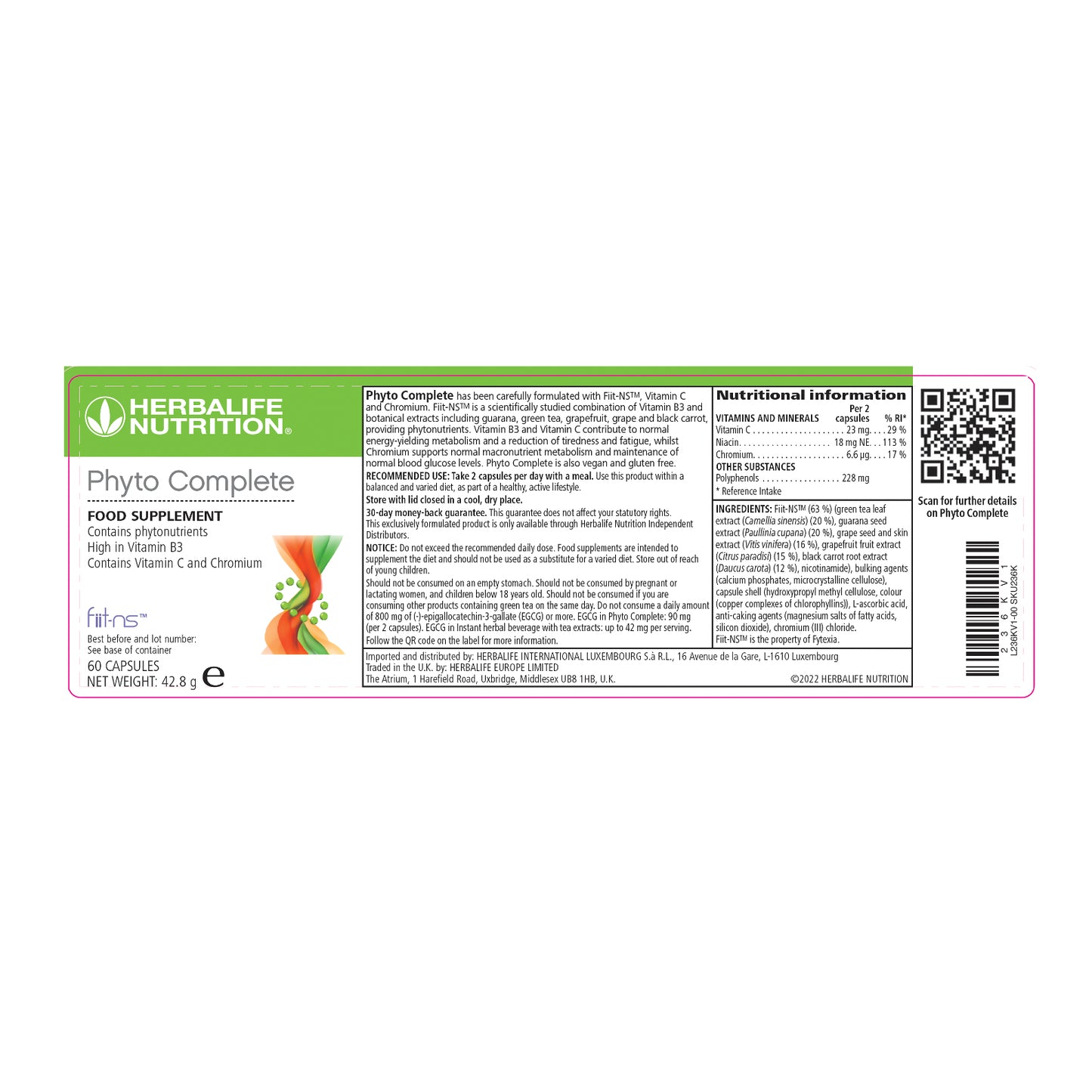 Herbalife Nutrition Phyto Complete supplement label on a white background