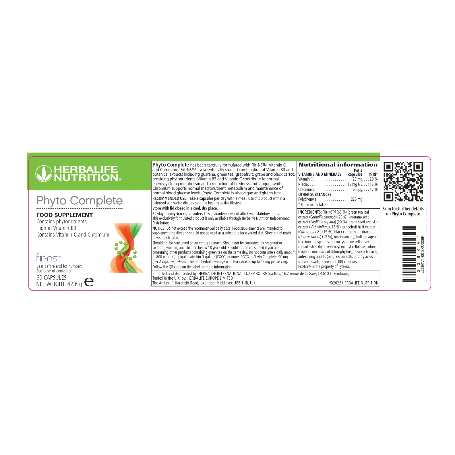 Herbalife Nutrition Phyto Complete supplement label on a white background